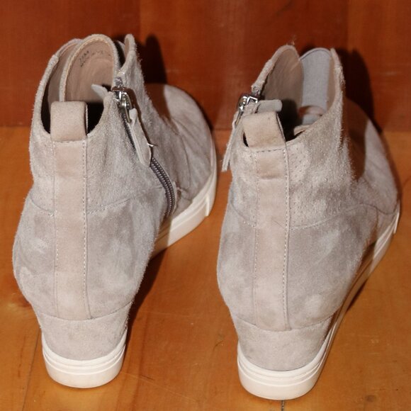 Linea Paolo Felicia Grey Perforated Suede Wedge Side Zip Bootie Sneakers Sz 7.5 - Picture 8 of 12